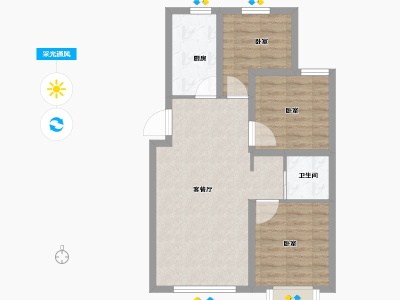 新疆维吾尔自治区-乌鲁木齐市-金茂丝路小镇海棠花园-56.12-户型库-采光通风