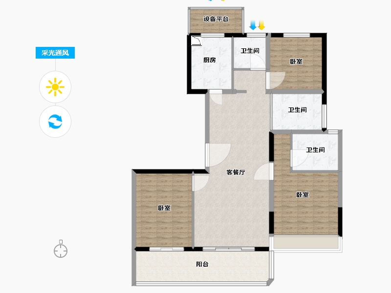 浙江省-绍兴市-阳光城碧桂园玺园-129.68-户型库-采光通风