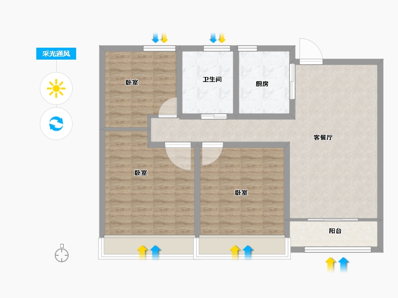 山东省-菏泽市-天华新天地-92.00-户型库-采光通风