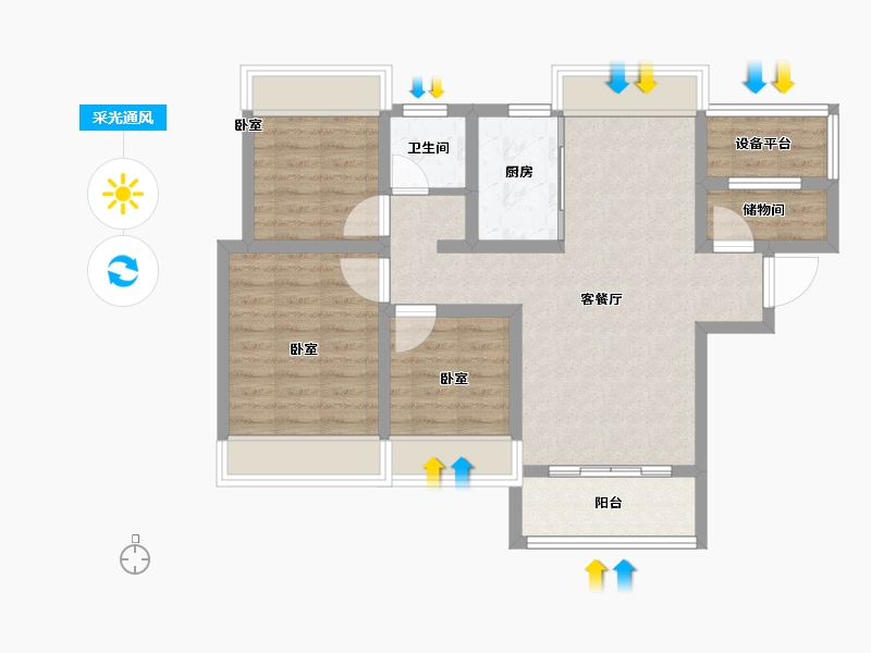 安徽省-合肥市-斌锋和睦公馆-77.32-户型库-采光通风