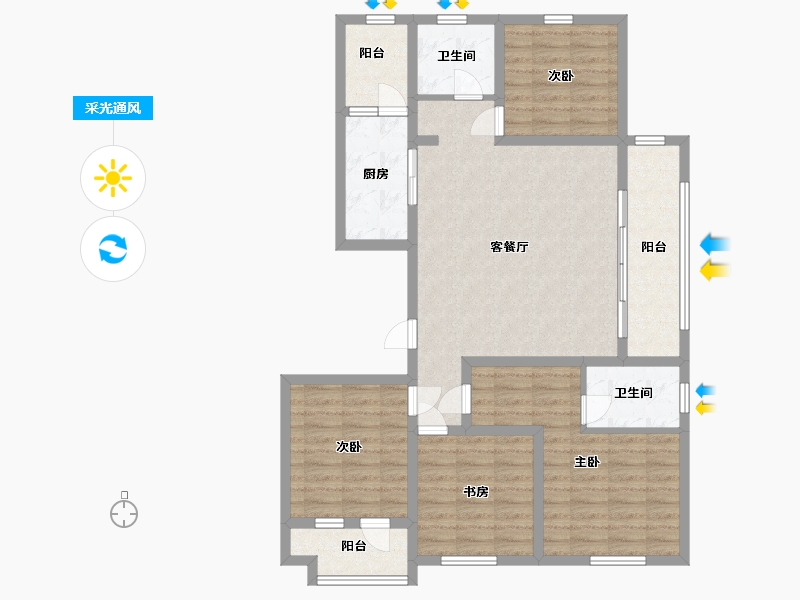 山东省-青岛市-银盛泰博观锦岸-105.00-户型库-采光通风