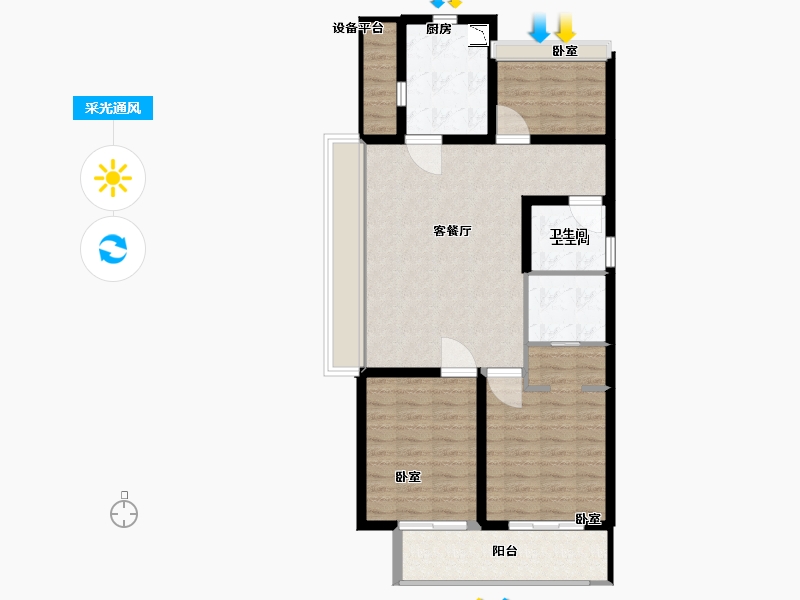 浙江省-绍兴市-金樾玖著-85.99-户型库-采光通风