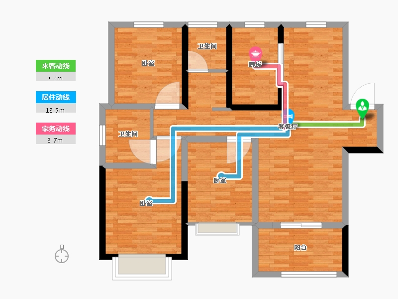 河南省-郑州市-建业比华利庄园-86.00-户型库-动静线