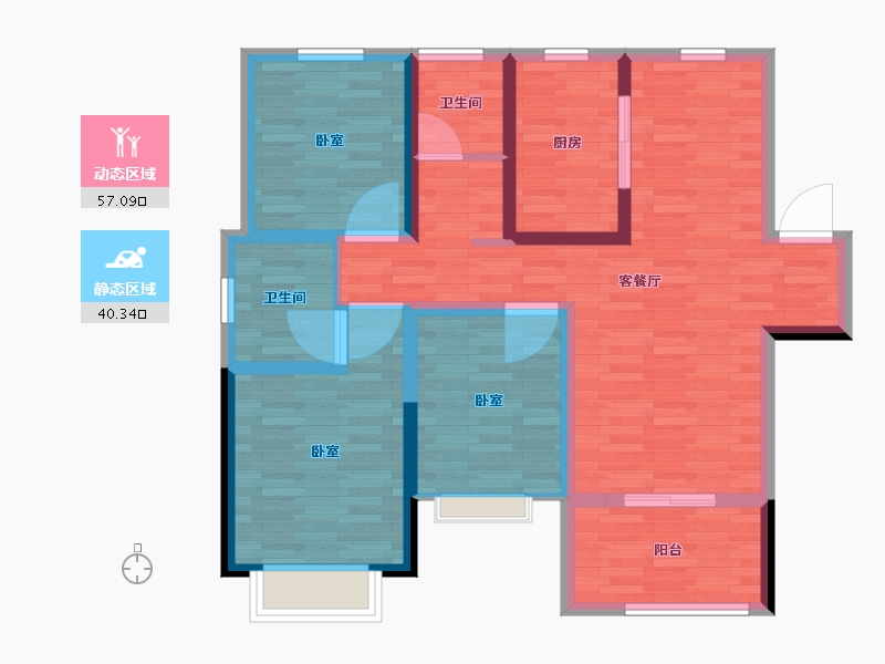 河南省-郑州市-建业比华利庄园-86.00-户型库-动静分区