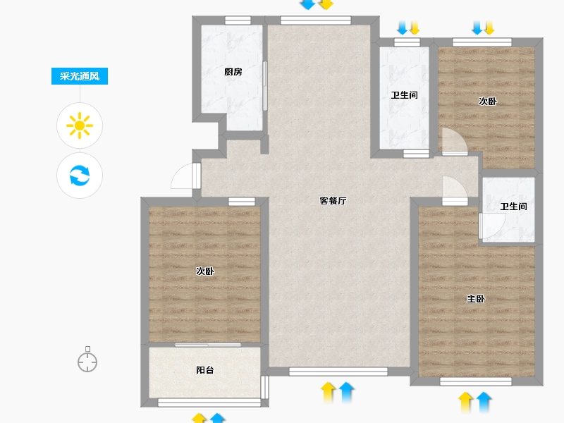 山东省-潍坊市-峡山·凤栖第-103.20-户型库-采光通风