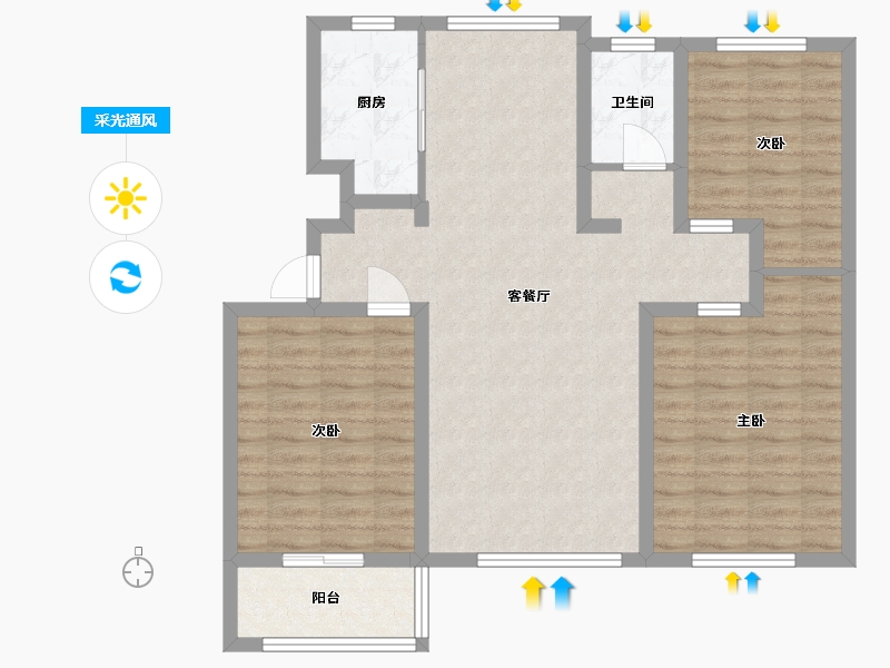 山东省-潍坊市-峡山·凤栖第-93.60-户型库-采光通风