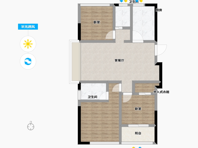 浙江省-舟山市-荣安国宾府-86.00-户型库-采光通风