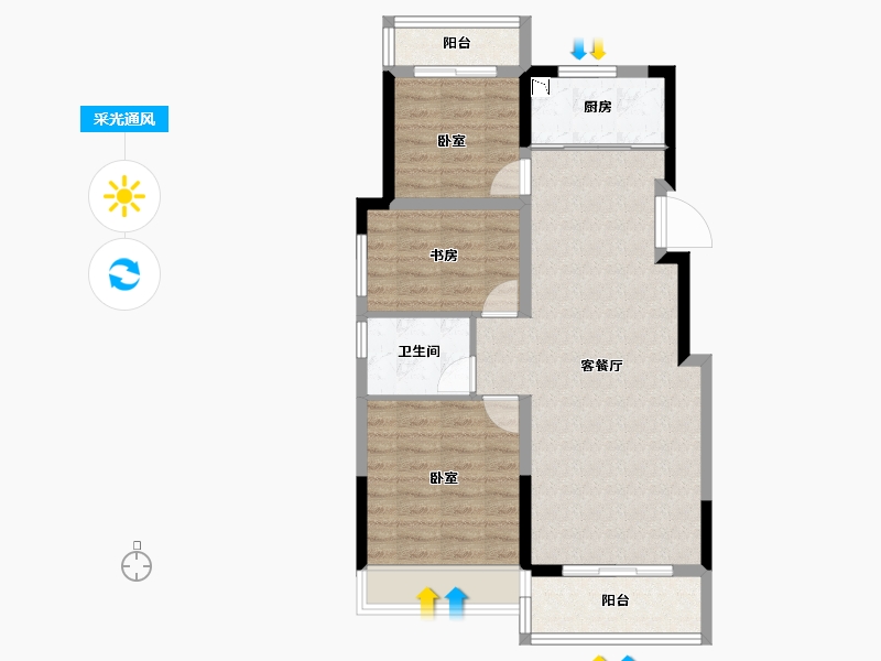 安徽省-合肥市-金科庐州樾-77.26-户型库-采光通风