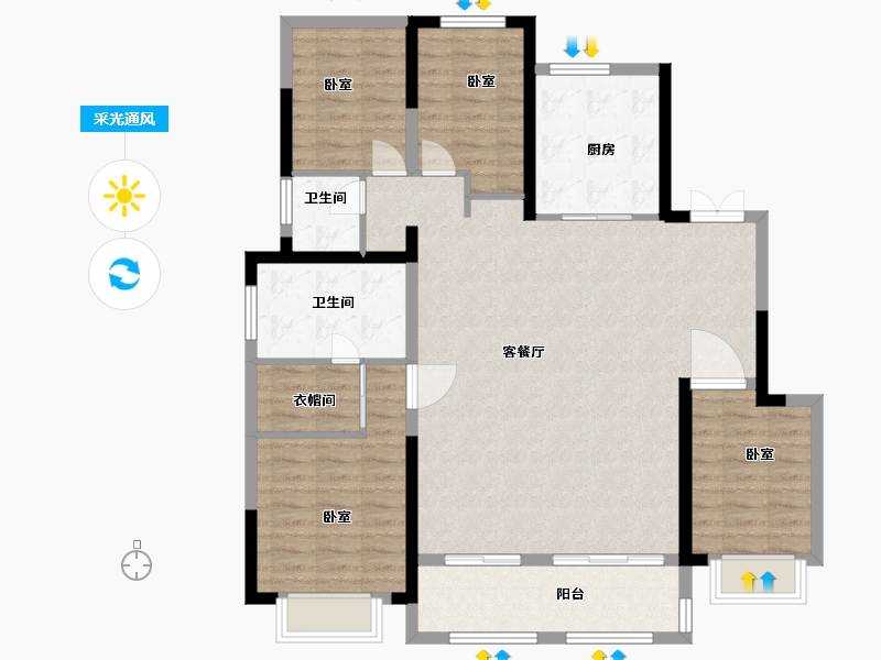 安徽省-合肥市-新城合肥大都会-116.00-户型库-采光通风