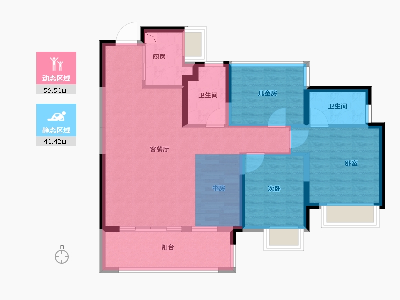 安徽省-合肥市-美的金科郡-84.19-户型库-动静分区