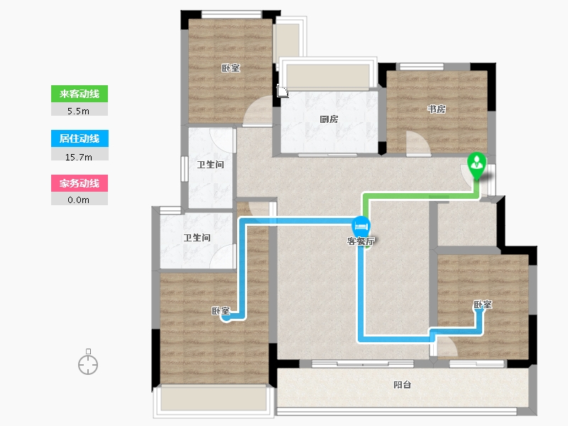 浙江省-杭州市-万科樟宜翠湾-106.47-户型库-动静线