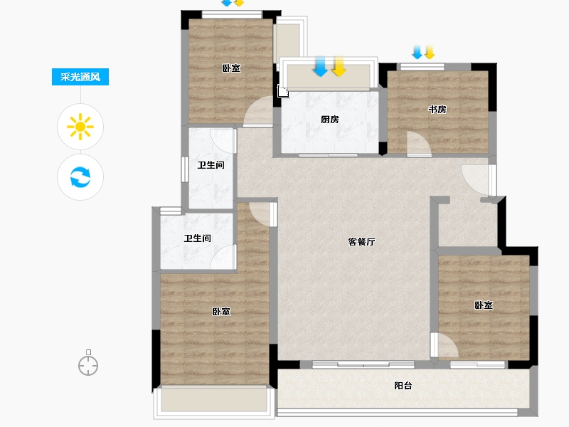 浙江省-杭州市-万科樟宜翠湾-106.47-户型库-采光通风