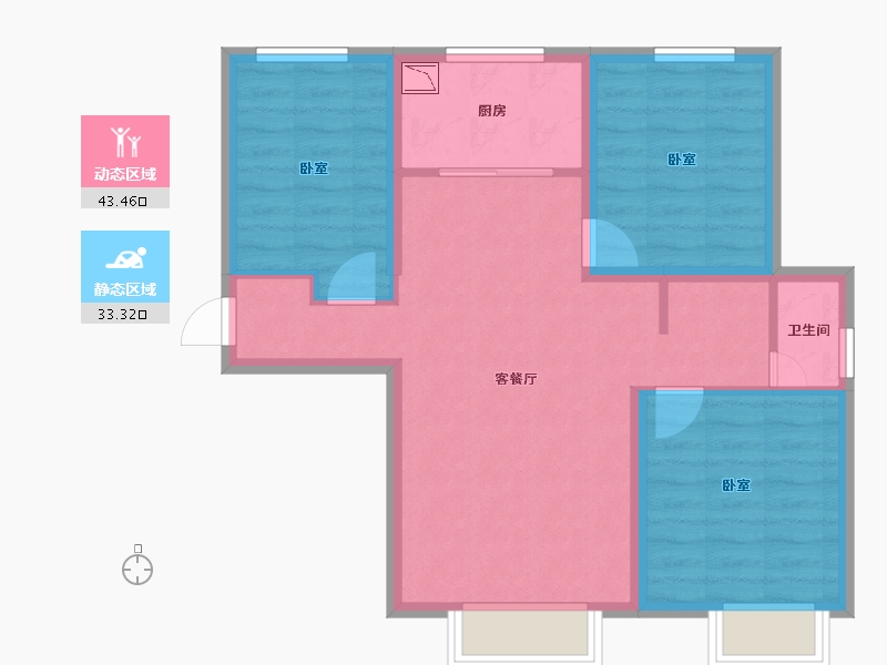 新疆维吾尔自治区-乌鲁木齐市-学府华庭-68.13-户型库-动静分区