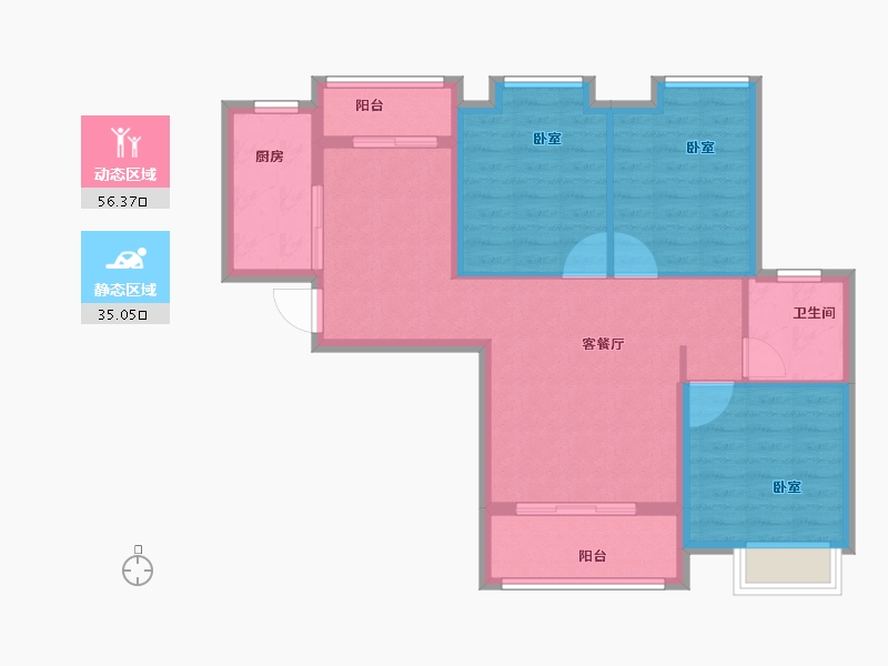 河南省-郑州市-御品蔚来云城-82.00-户型库-动静分区