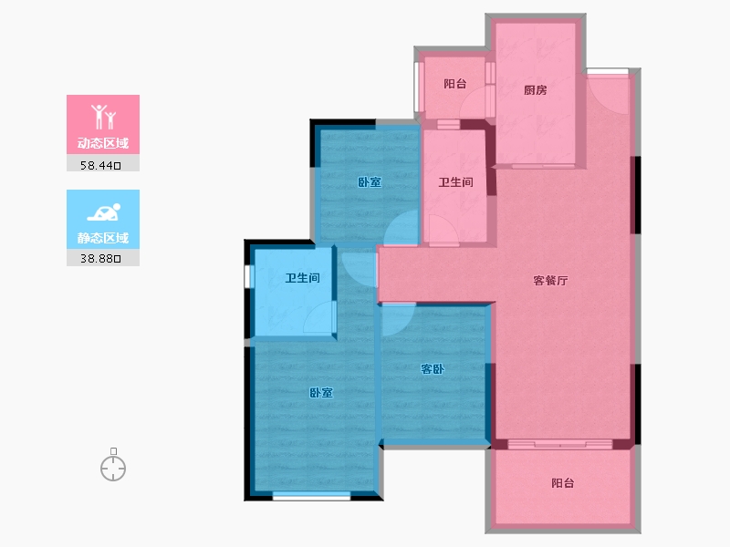 福建省-龙岩市-连城恒大悦澜湾-87.14-户型库-动静分区