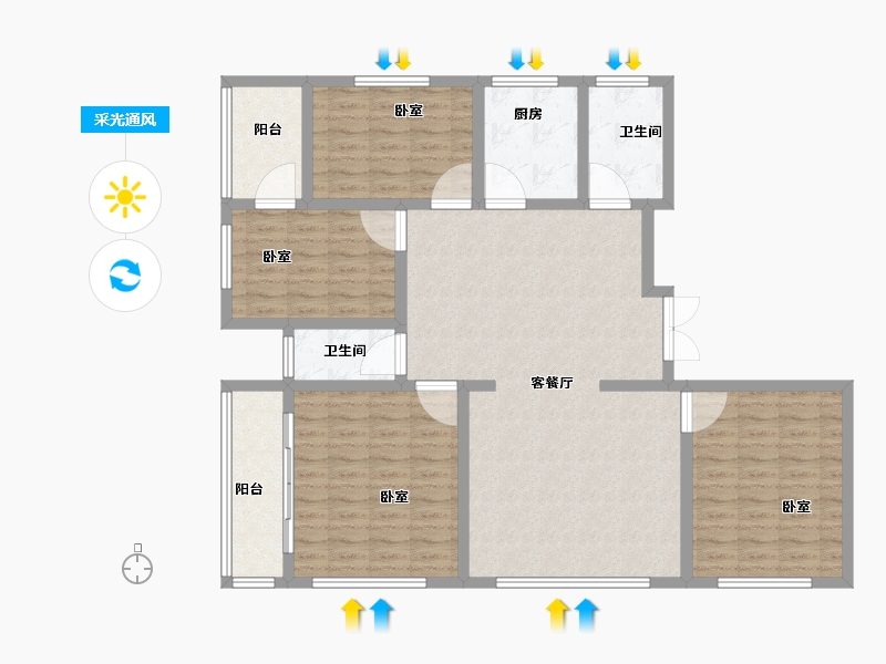 山东省-菏泽市-格兰云天-124.80-户型库-采光通风