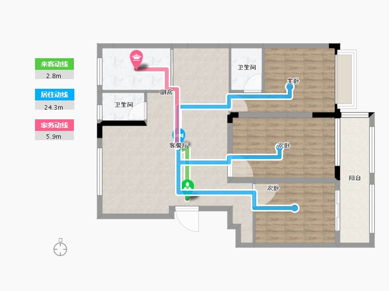 山东省-泰安市-竹溪山居-111.00-户型库-动静线