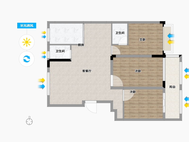 山东省-泰安市-竹溪山居-111.00-户型库-采光通风