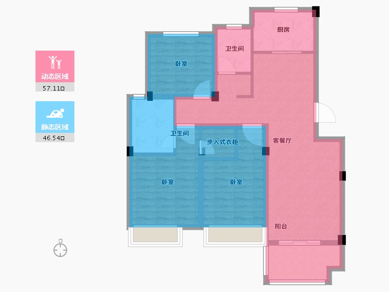 浙江省-绍兴市-江上澜庭-92.00-户型库-动静分区