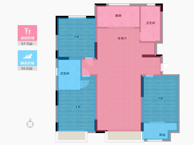 山东省-潍坊市-霞飞6号-96.80-户型库-动静分区