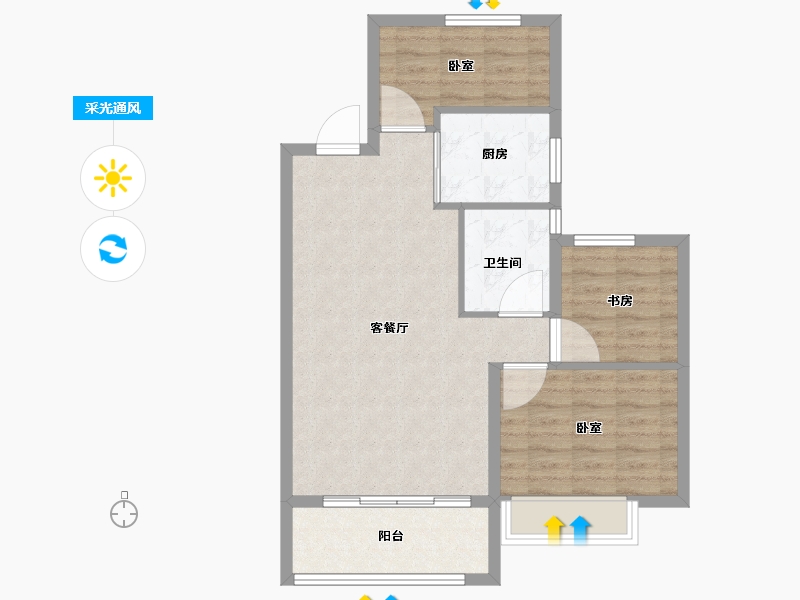 山东省-烟台市-万城华府-74.00-户型库-采光通风