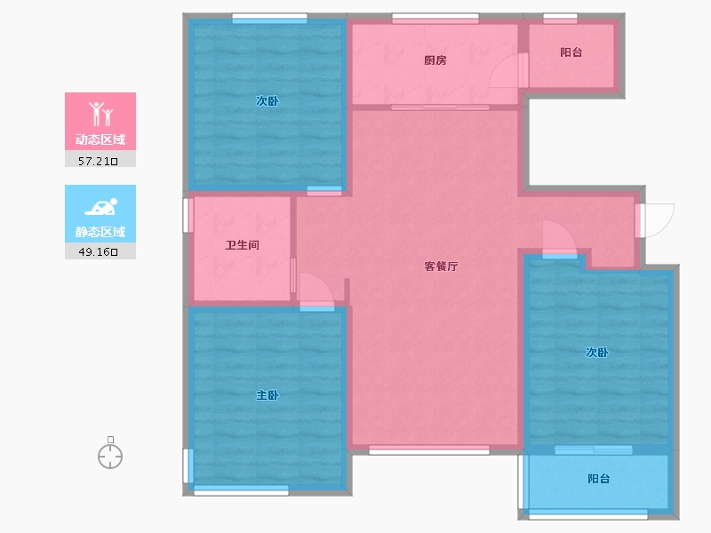 山东省-潍坊市-峡山·凤栖第-95.20-户型库-动静分区