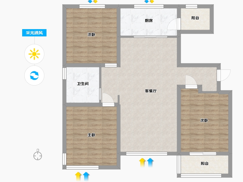 山东省-潍坊市-峡山·凤栖第-95.20-户型库-采光通风