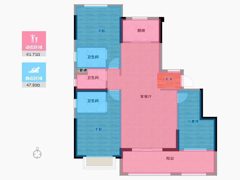 福建省-漳州市-碧桂园公园上城-99.00-户型库-动静分区