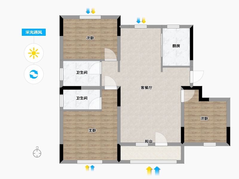 山东省-青岛市-新源上城明珠-104.01-户型库-采光通风