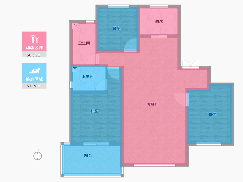 河南省-安阳市-洹滨雅居-100.62-户型库-动静分区