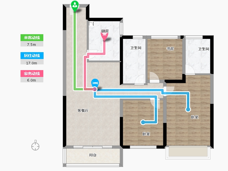 河南省-郑州市-金科博翠书院小镇-100.29-户型库-动静线