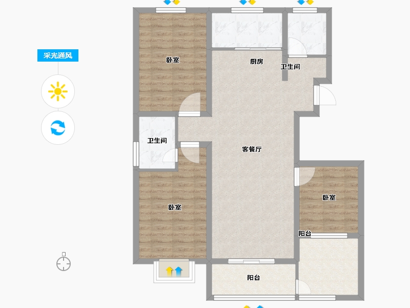 河南省-郑州市-鸿盛新城4期青春里-99.00-户型库-采光通风