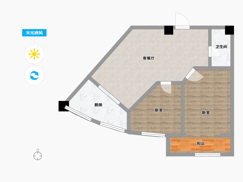 河南省-郑州市-鸿盛新城4期青春里-74.04-户型库-采光通风