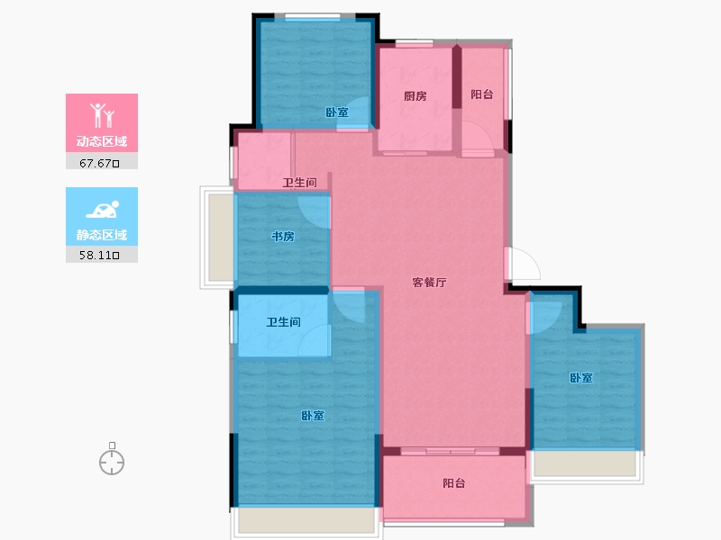 河南省-郑州市-中森蓝山玖玥-113.23-户型库-动静分区