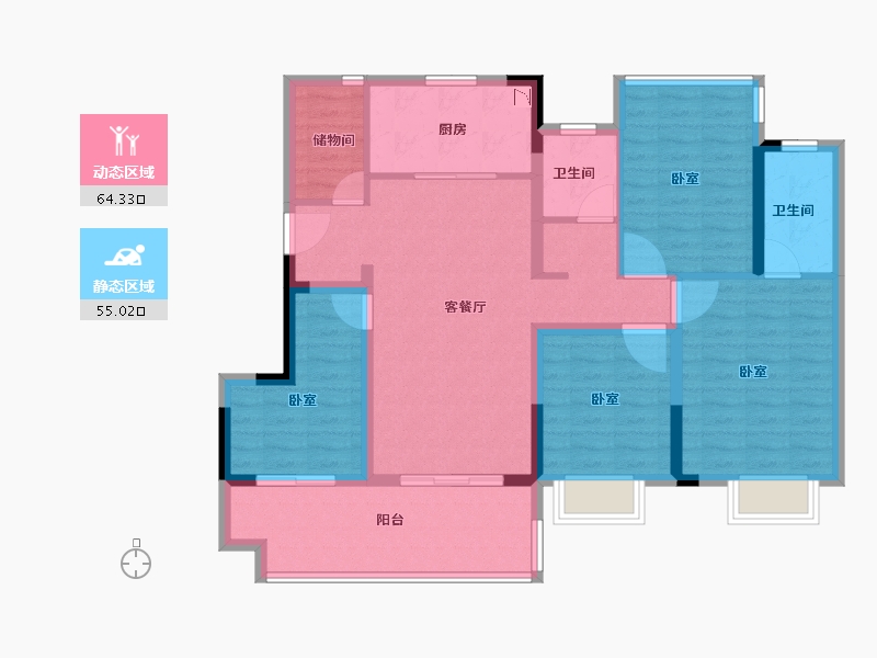 安徽省-合肥市-龙湖天境-106.00-户型库-动静分区