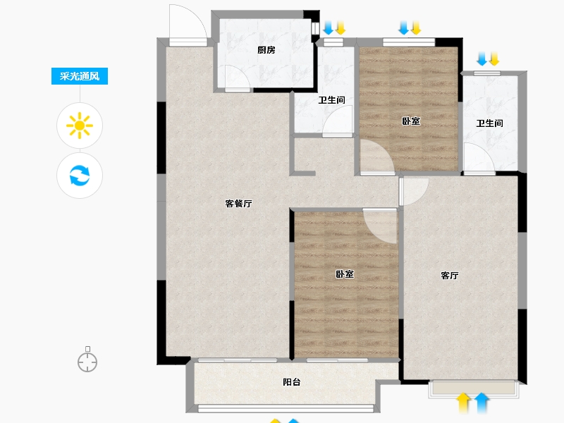 河南省-安阳市-城投绿港-107.00-户型库-采光通风