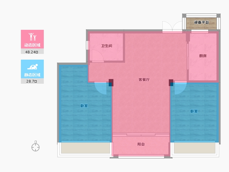 浙江省-绍兴市-勤业阳光龙庭-72.00-户型库-动静分区