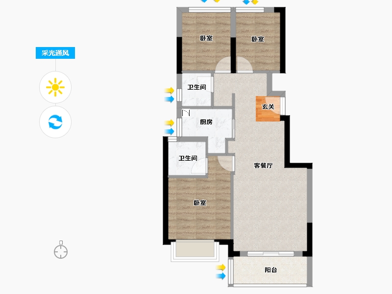 福建省-漳州市-角美宝嘉誉峰-68.12-户型库-采光通风