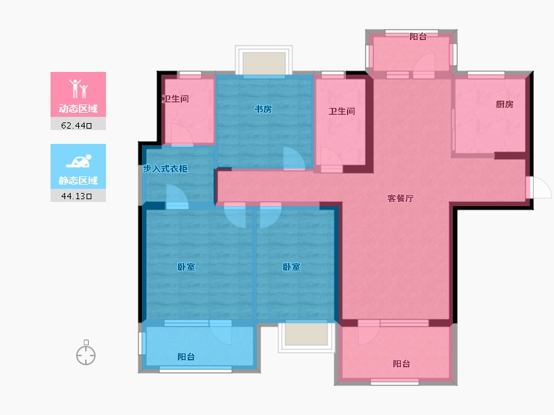 山东省-烟台市-香逸中央-94.00-户型库-动静分区