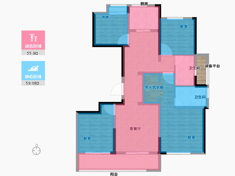 福建省-龙岩市-绿城·蘭园-103.00-户型库-动静分区