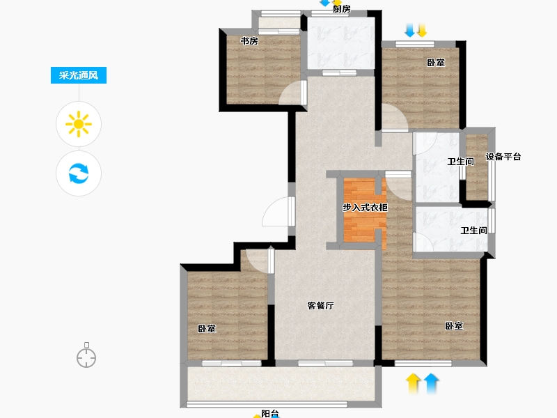 福建省-龙岩市-绿城·蘭园-103.00-户型库-采光通风