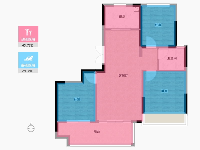 安徽省-合肥市-蓝光·林肯公园-66.74-户型库-动静分区