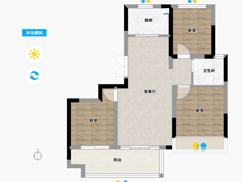 安徽省-合肥市-蓝光·林肯公园-66.74-户型库-采光通风