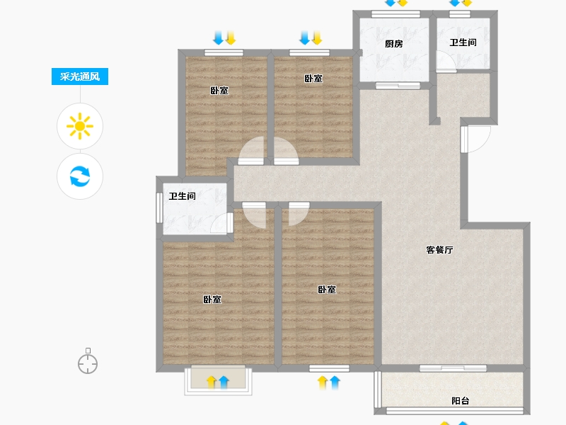 河南省-安阳市-天宏美好生活家园-130.00-户型库-采光通风