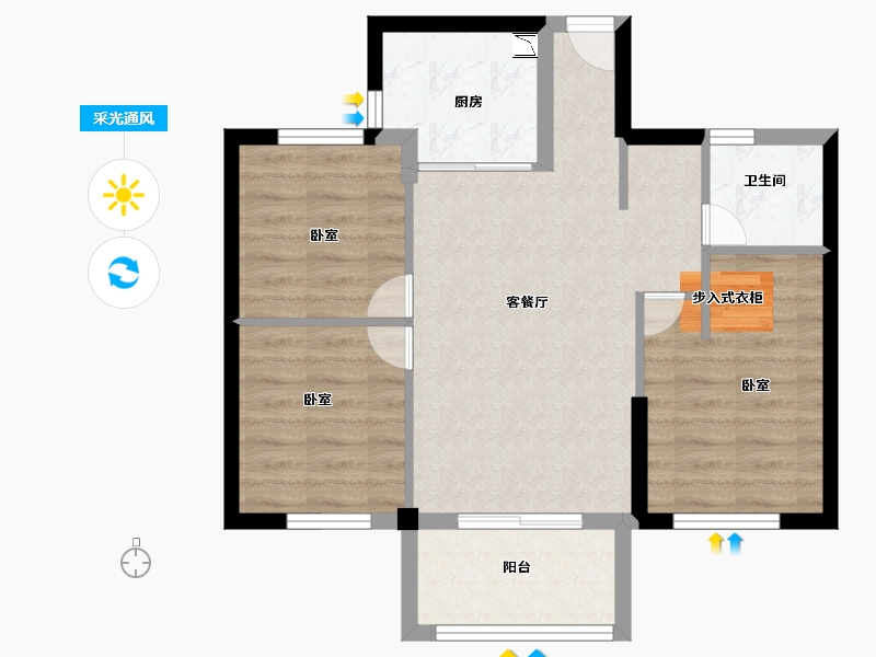 福建省-宁德市-福安世茂云玺-63.00-户型库-采光通风