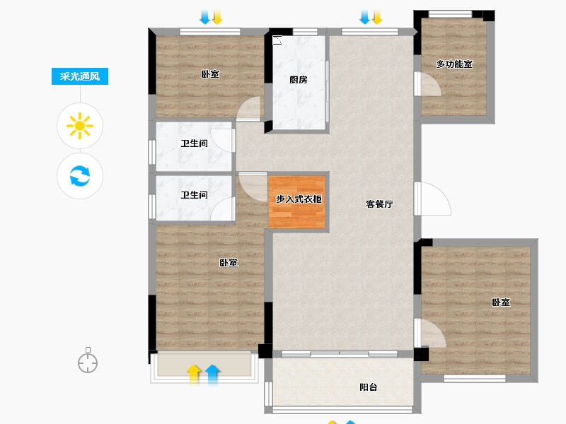 河南省-郑州市-碧桂园中央公园-113.90-户型库-采光通风