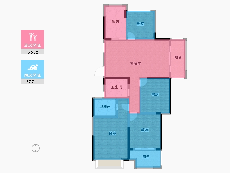 浙江省-绍兴市-杭钢万科紫晶首府-110.00-户型库-动静分区