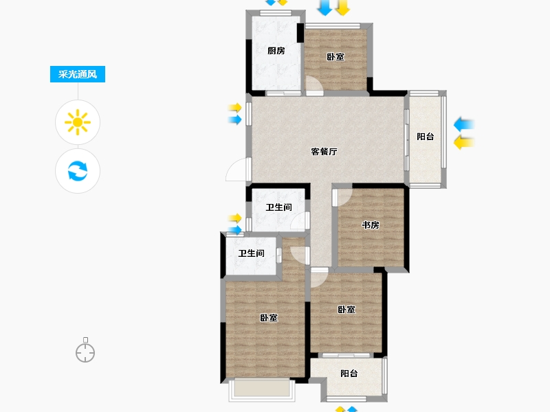 浙江省-绍兴市-杭钢万科紫晶首府-110.00-户型库-采光通风