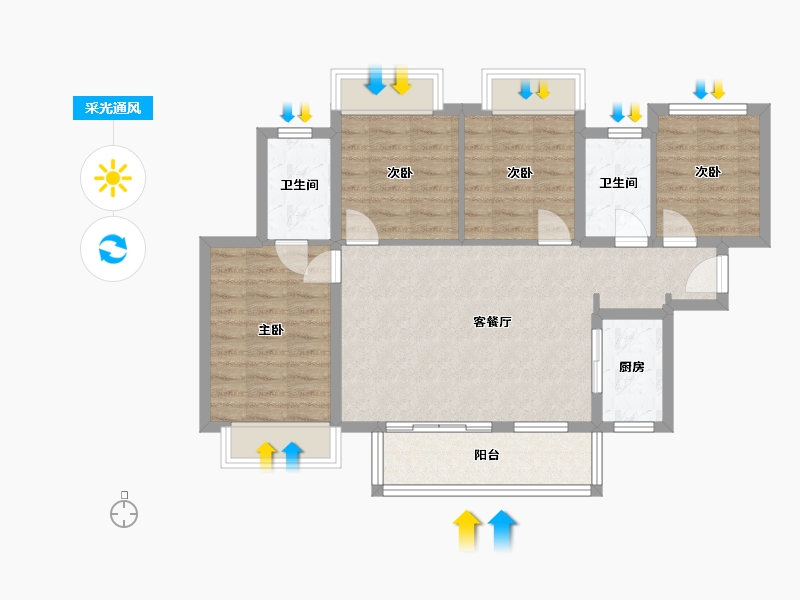 广西壮族自治区-南宁市-印象愉景湾-83.76-户型库-采光通风