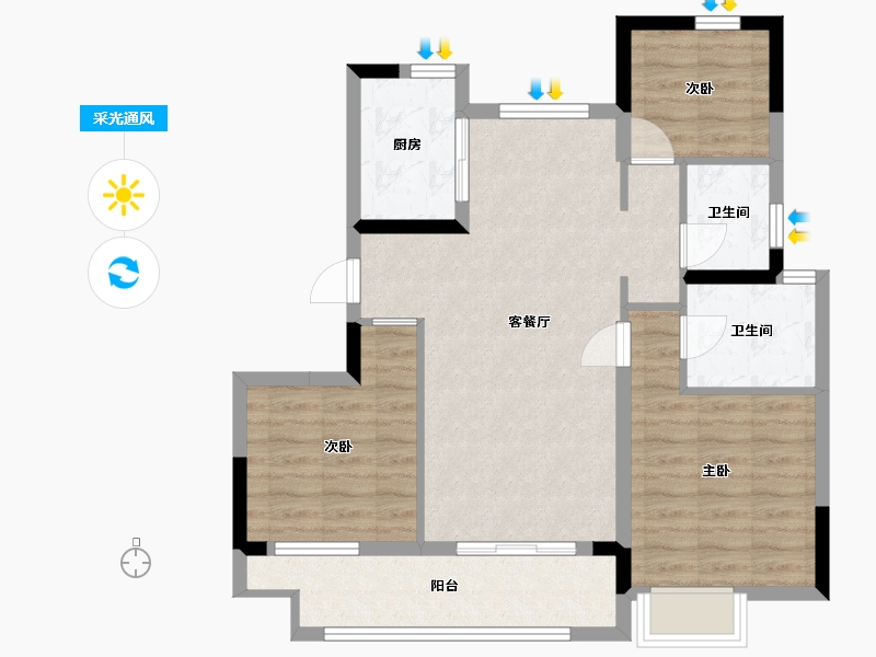 江西省-南昌市-安义碧桂园·云著-80.00-户型库-采光通风